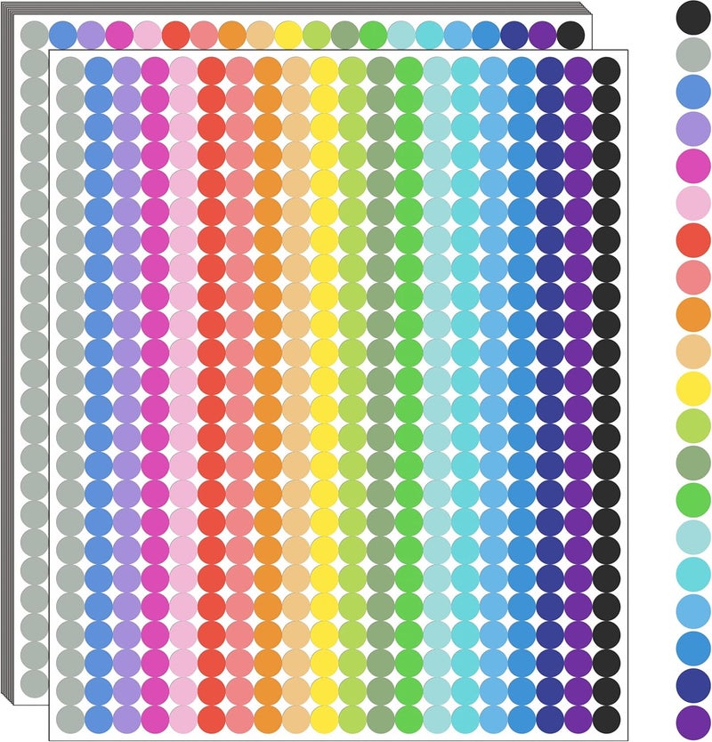 YSHIHE 10000 PCS Small Dot Stickers 1/4" Round Color Coding Labels Circle Dot Stickers Label Sticker in 20 Colors for Office,Classroom - Image 1